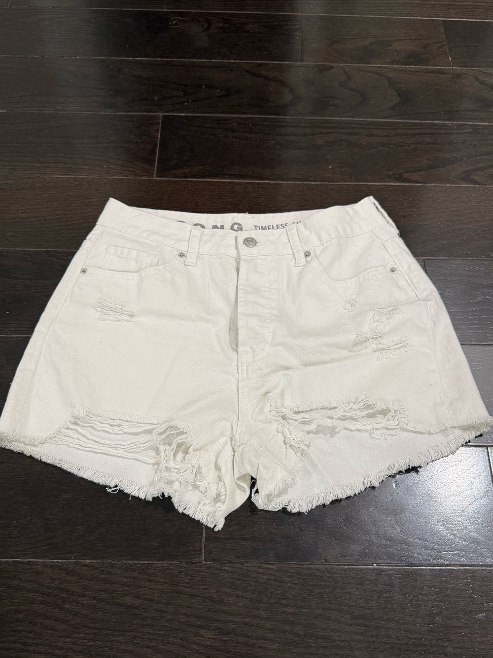 S.O.N.G. Timeless White Distressed High Waisted Shorts